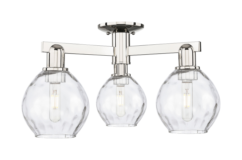 Waverly - 3 Light - 24 inch - Polished Nickel - Semi-Flush Mount