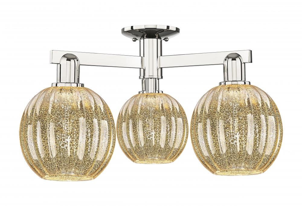 Preston Globe - 3 Light - 6 inch - Polished Nickel - Semi-Flush Mount