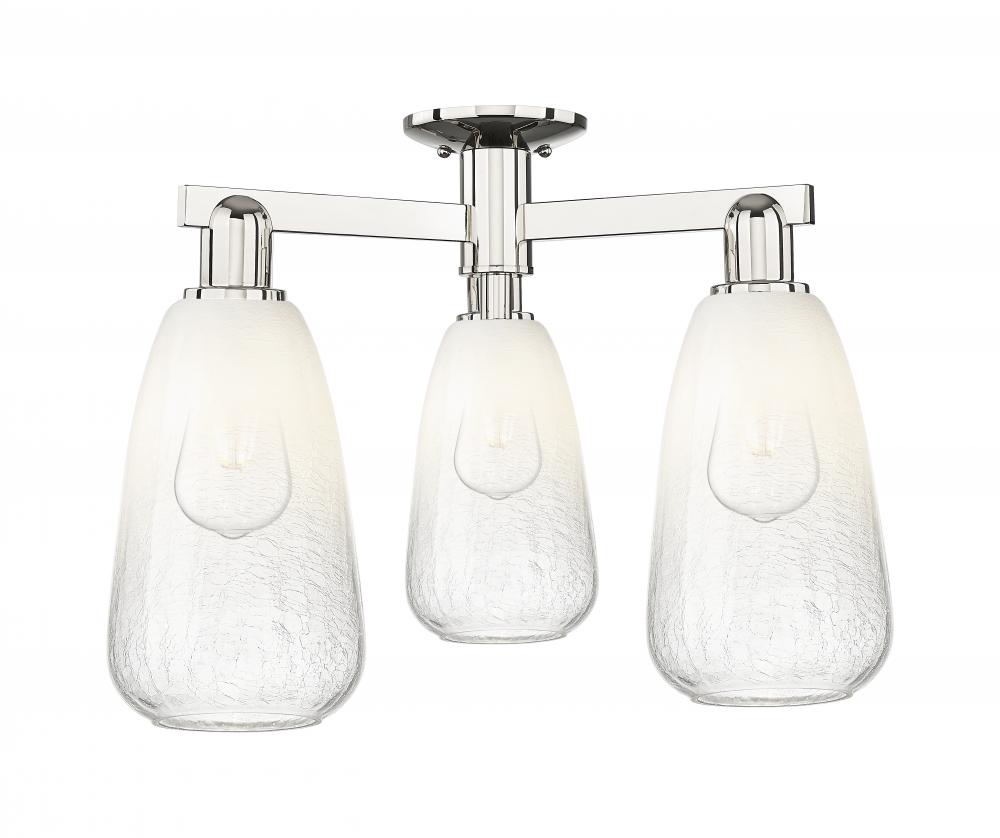 Brookhaven Almond - 3 Light - 6 inch - Polished Nickel - Semi-Flush Mount