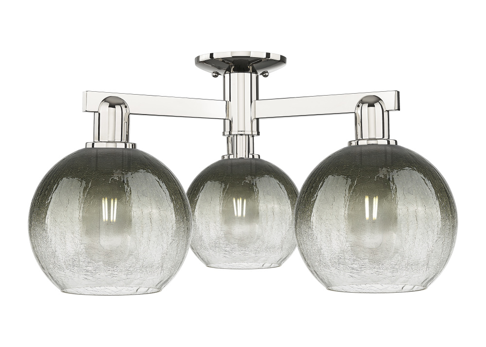 Brookhaven Globe - 3 Light - 6 inch - Polished Nickel - Semi-Flush Mount