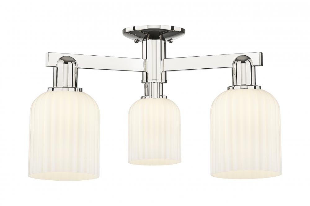 Bridal Veil - 3 Light - 6 inch - Polished Nickel - Semi-Flush Mount