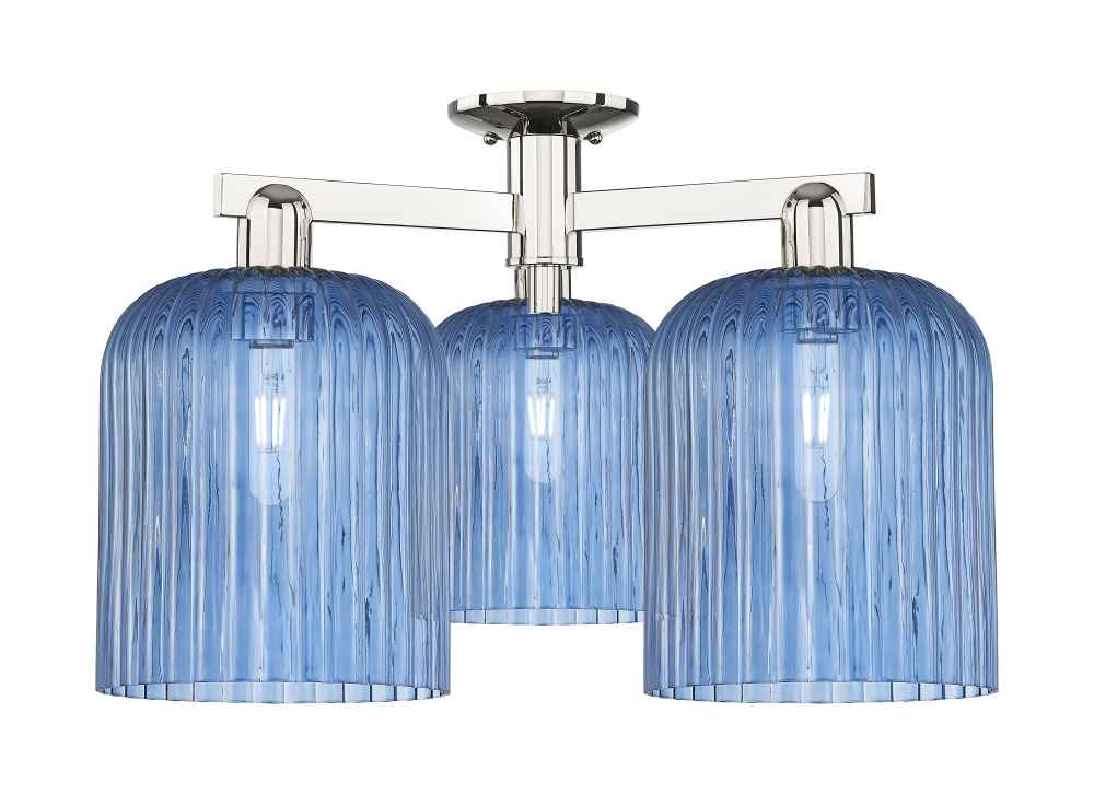 Bridal Veil - 3 Light - 26 inch - Polished Nickel - Semi-Flush Mount