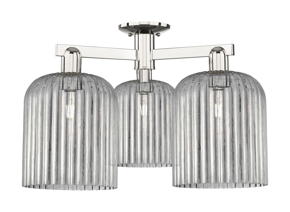 Bridal Veil - 3 Light - 26 inch - Polished Nickel - Semi-Flush Mount