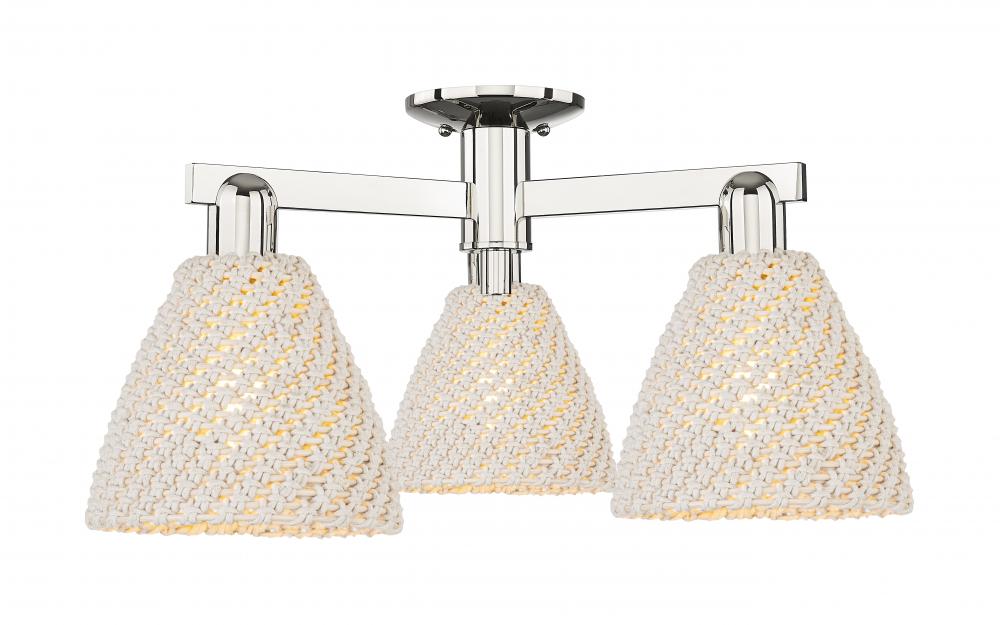 Bristol Natural - 3 Light - 6 inch - Polished Nickel - Semi-Flush Mount