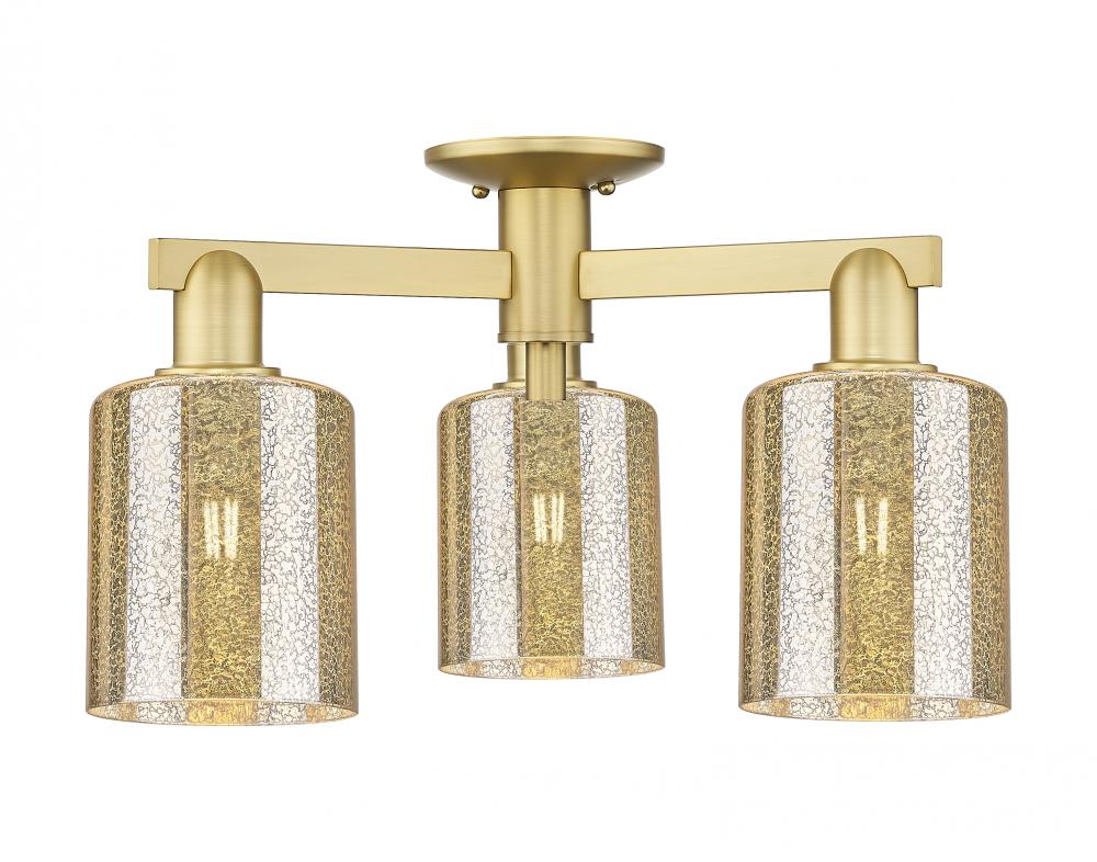 Cobbleskill - 3 Light - 23 inch - Satin Gold - Semi-Flush Mount