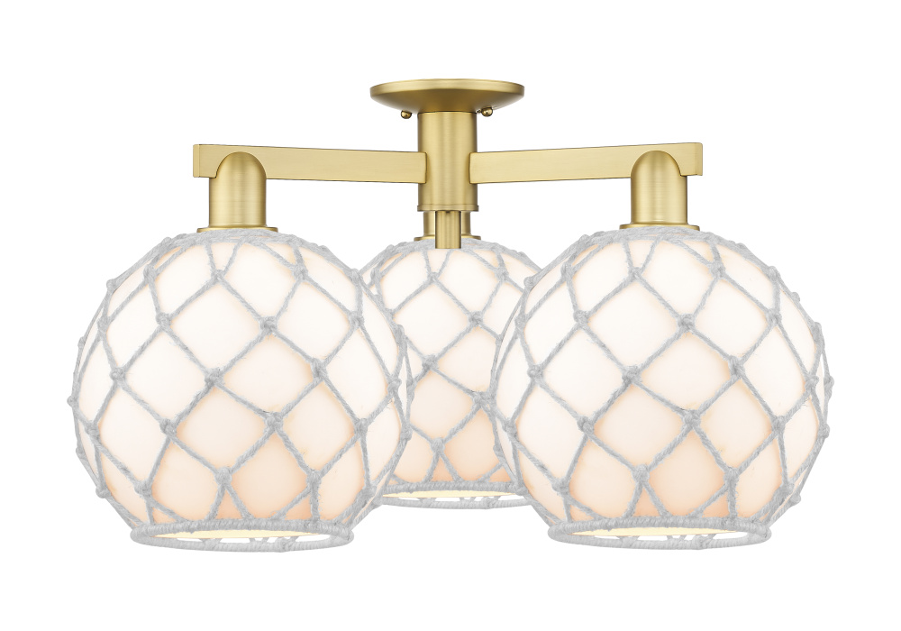 Farmhouse Rope - 3 Light - 28 inch - Satin Gold - Semi-Flush Mount