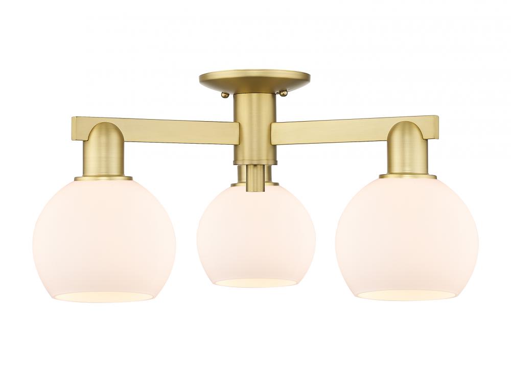 Athens - 3 Light - 23 inch - Satin Gold - Semi-Flush Mount