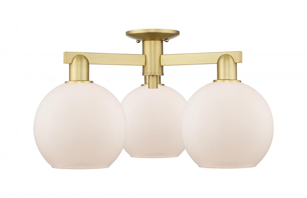 Athens - 3 Light - 26 inch - Satin Gold - Semi-Flush Mount