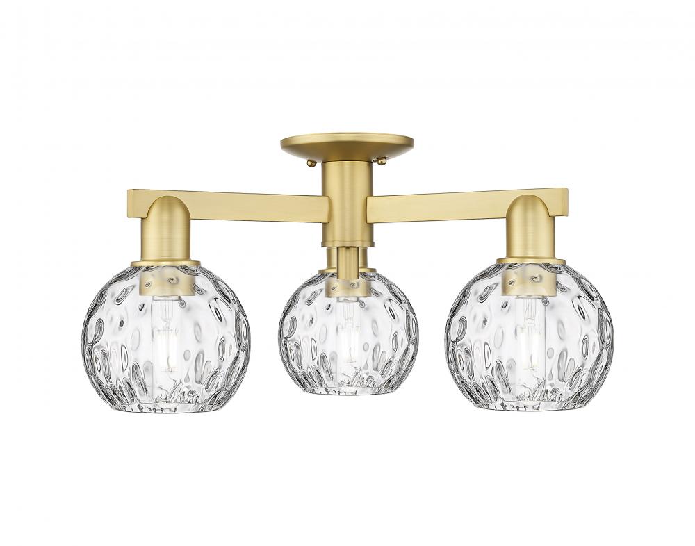 Athens Water Glass - 3 Light - 24 inch - Satin Gold - Semi-Flush Mount