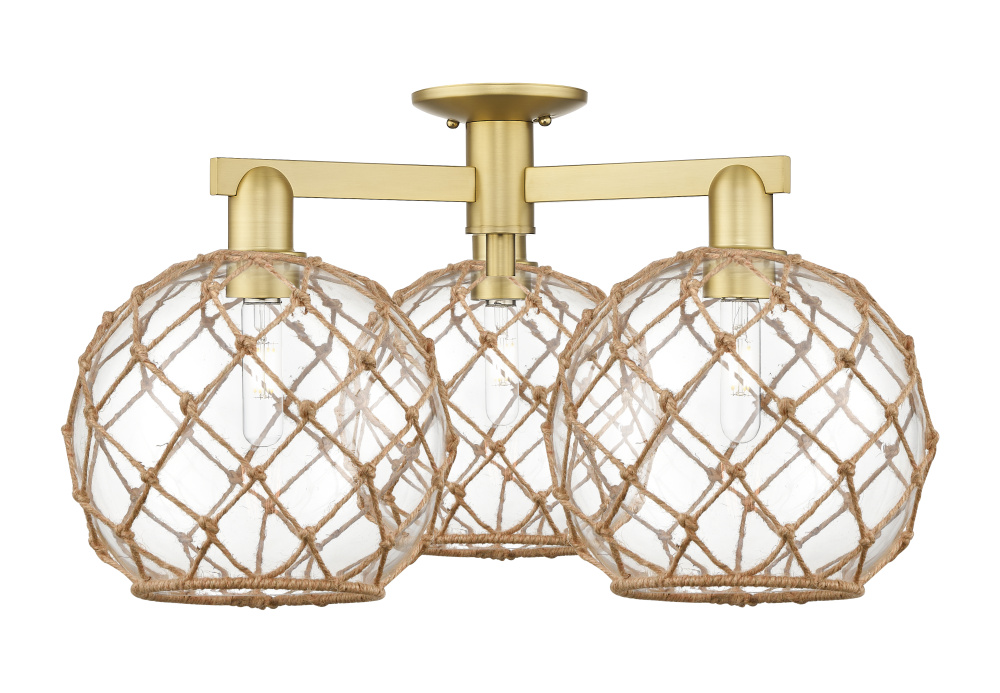 Farmhouse Rope - 3 Light - 28 inch - Satin Gold - Semi-Flush Mount