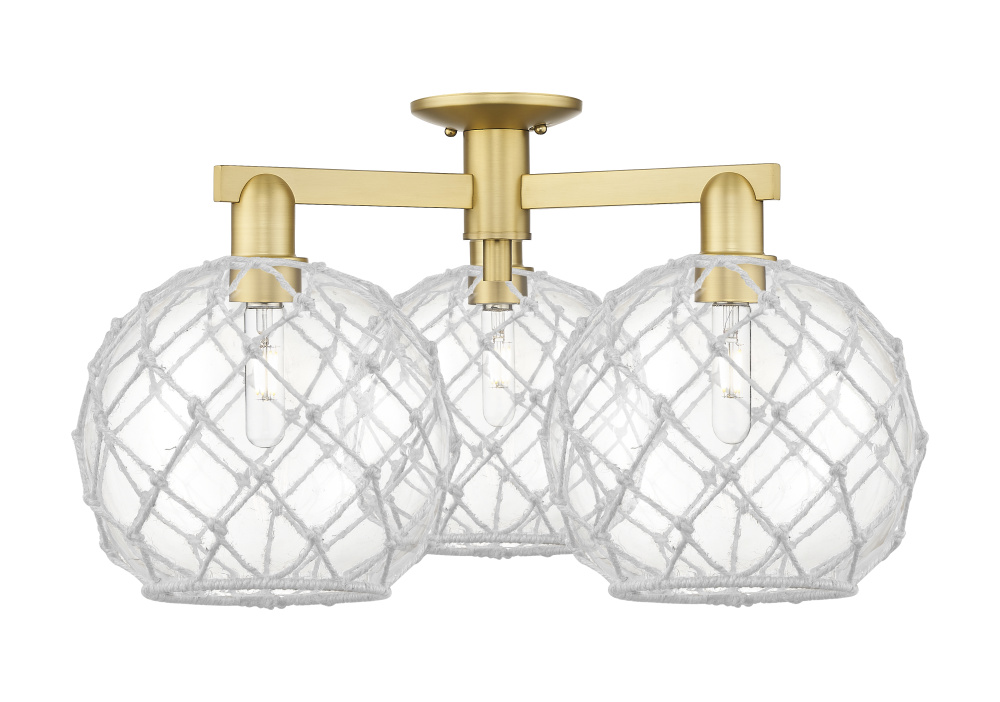 Farmhouse Rope - 3 Light - 28 inch - Satin Gold - Semi-Flush Mount