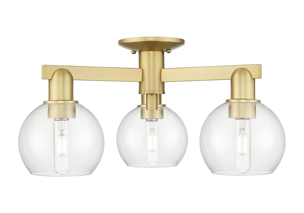 Athens - 3 Light - 23 inch - Satin Gold - Semi-Flush Mount