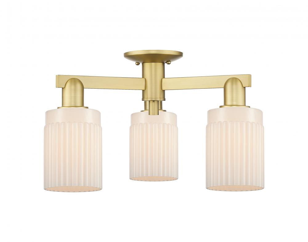Hadley - 3 Light - 22 inch - Satin Gold - Semi-Flush Mount