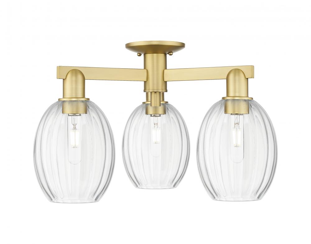 Preston Bulb - 3 Light - 6 inch - Satin Gold - Semi-Flush Mount