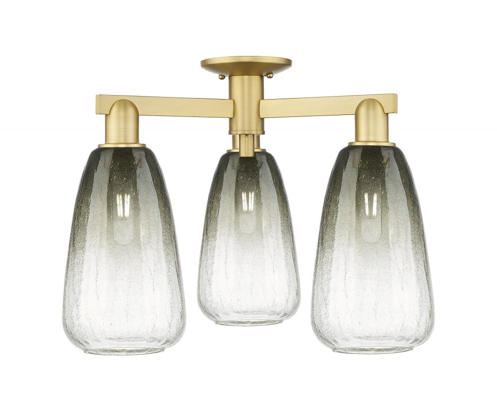 Brookhaven Almond - 3 Light - 6 inch - Satin Gold - Semi-Flush Mount