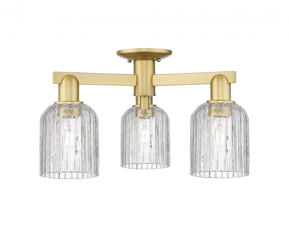 Bridal Veil - 3 Light - 6 inch - Satin Gold - Semi-Flush Mount