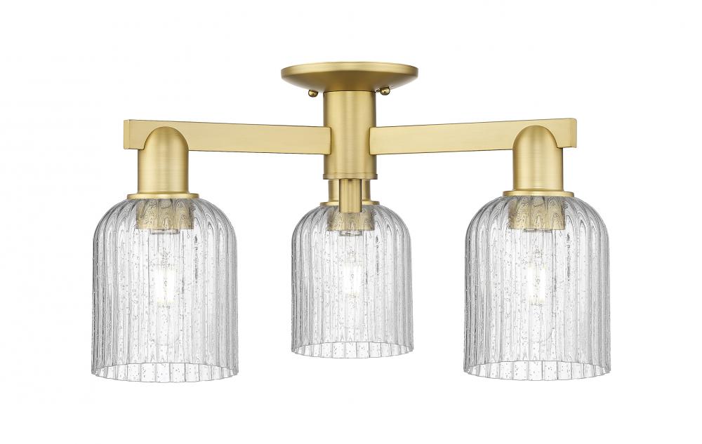 Bridal Veil - 3 Light - 6 inch - Satin Gold - Semi-Flush Mount