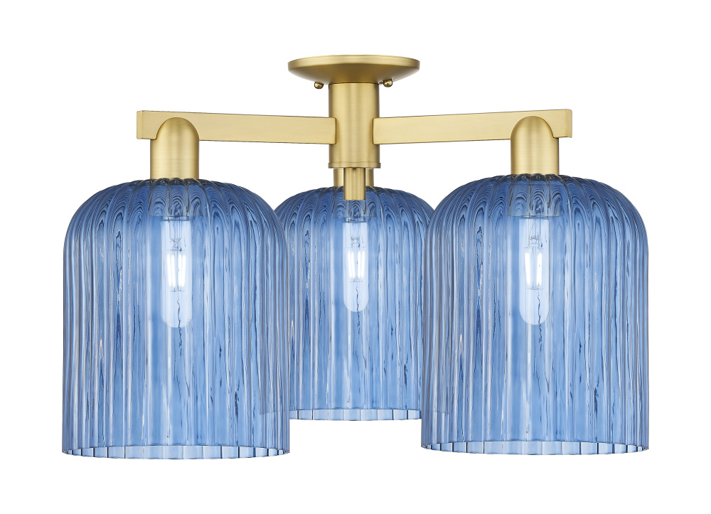 Bridal Veil - 3 Light - 26 inch - Satin Gold - Semi-Flush Mount