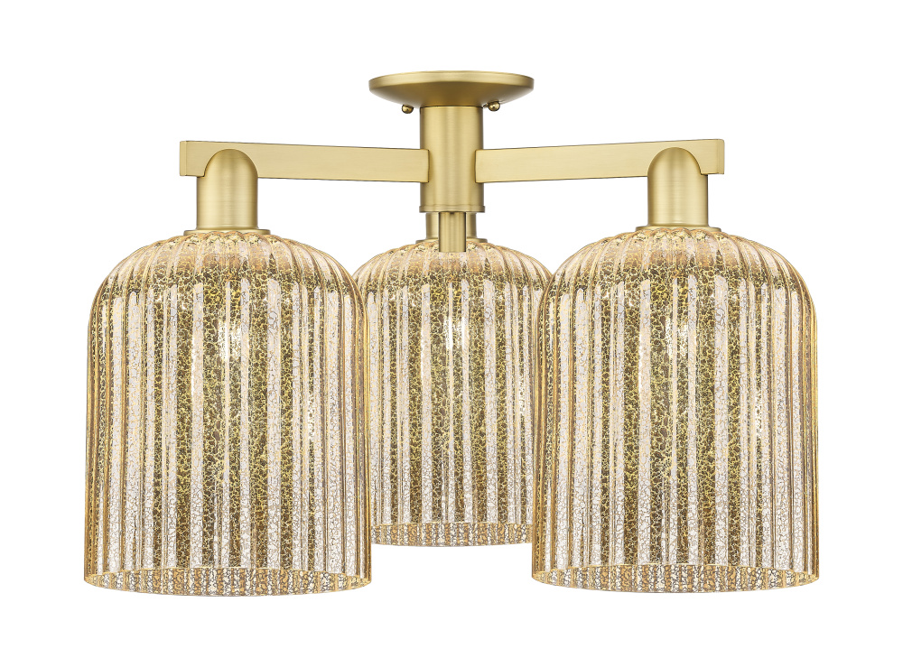 Bridal Veil - 3 Light - 26 inch - Satin Gold - Semi-Flush Mount