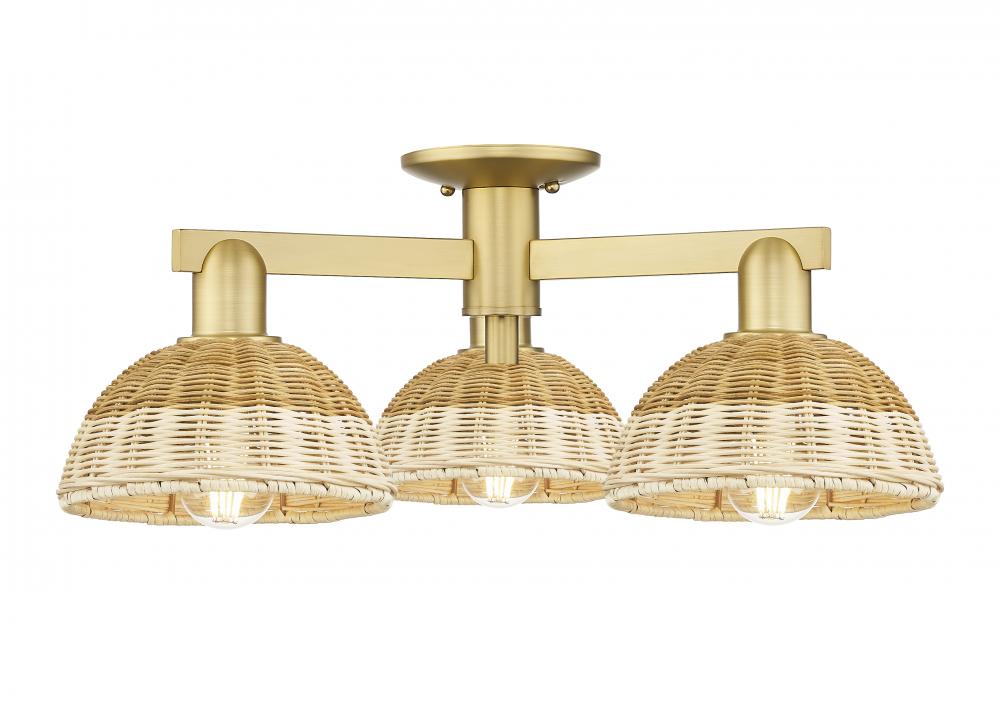 Natural Ballston Dome - 3 Light - 6 inch - Satin Gold - Semi-Flush Mount