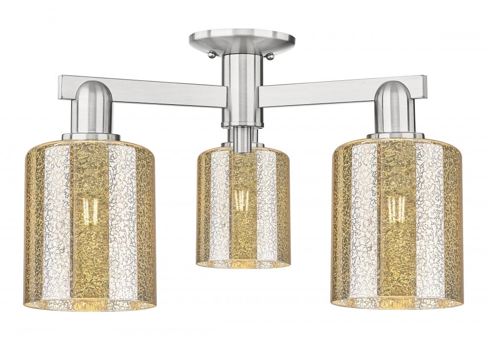 Cobbleskill - 3 Light - 23 inch - Brushed Satin Nickel - Semi-Flush Mount