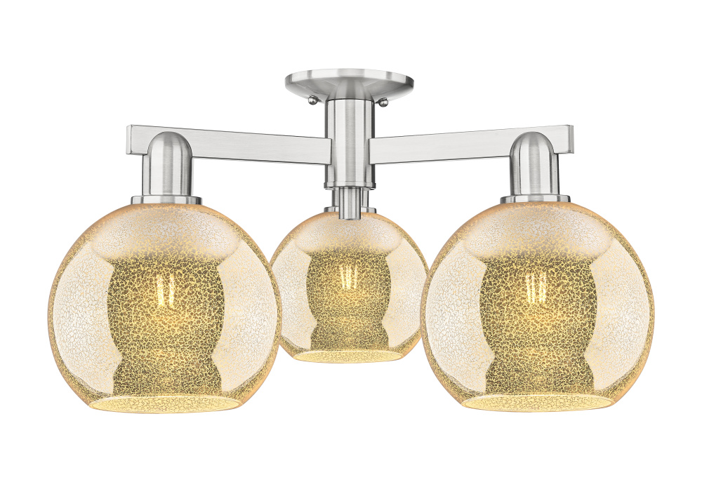 Athens - 3 Light - 26 inch - Brushed Satin Nickel - Semi-Flush Mount