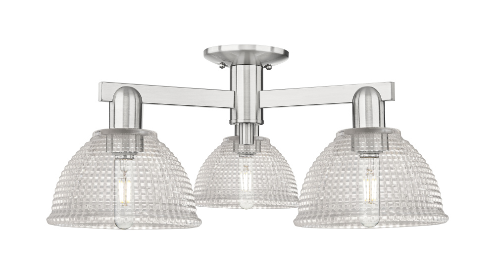 Arietta - 3 Light - 26 inch - Brushed Satin Nickel - Semi-Flush Mount