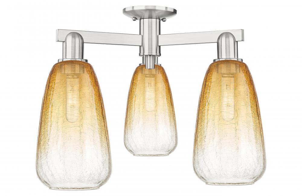 Brookhaven Almond - 3 Light - 6 inch - Brushed Satin Nickel - Semi-Flush Mount