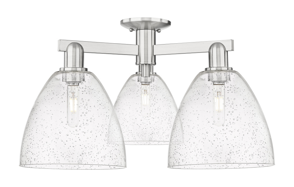 Bristol - 3 Light - 27 inch - Brushed Satin Nickel - Semi-Flush Mount
