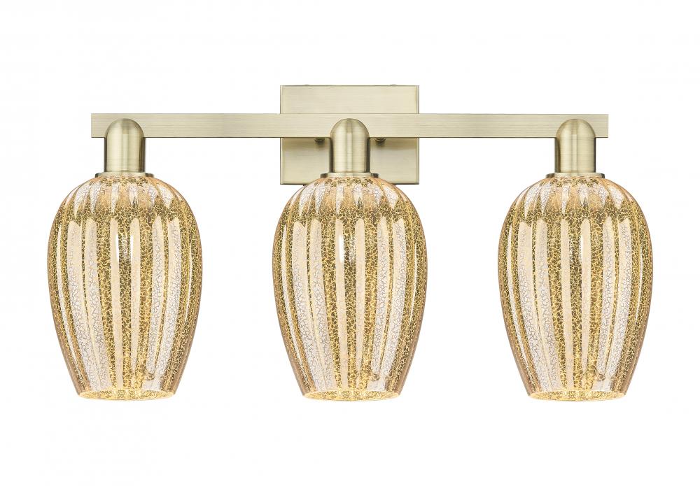 Preston Flute - 3 Light - 26 inch - Antique Brass - Bath Vanity Light