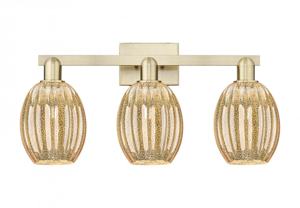 Preston Bulb - 3 Light - 26 inch - Antique Brass - Bath Vanity Light