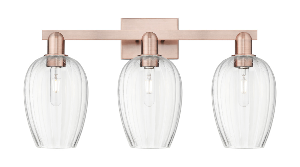 Preston Flute - 3 Light - 26 inch - Antique Copper - Bath Vanity Light