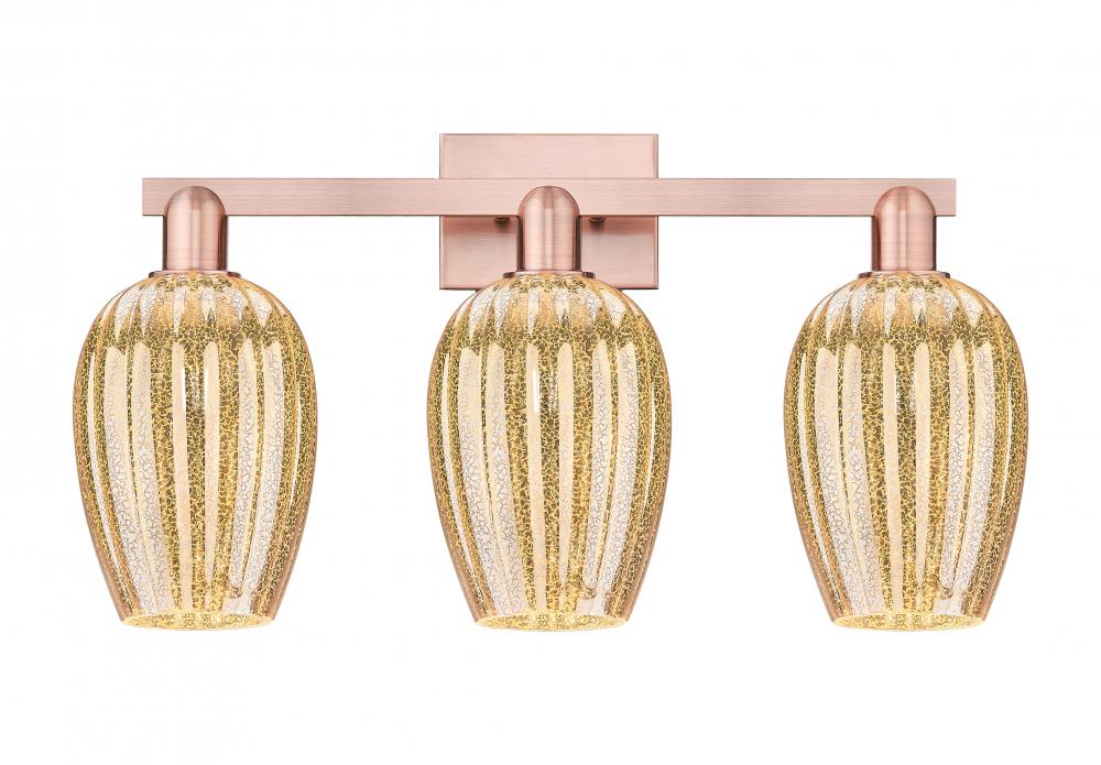 Preston Flute - 3 Light - 26 inch - Antique Copper - Bath Vanity Light