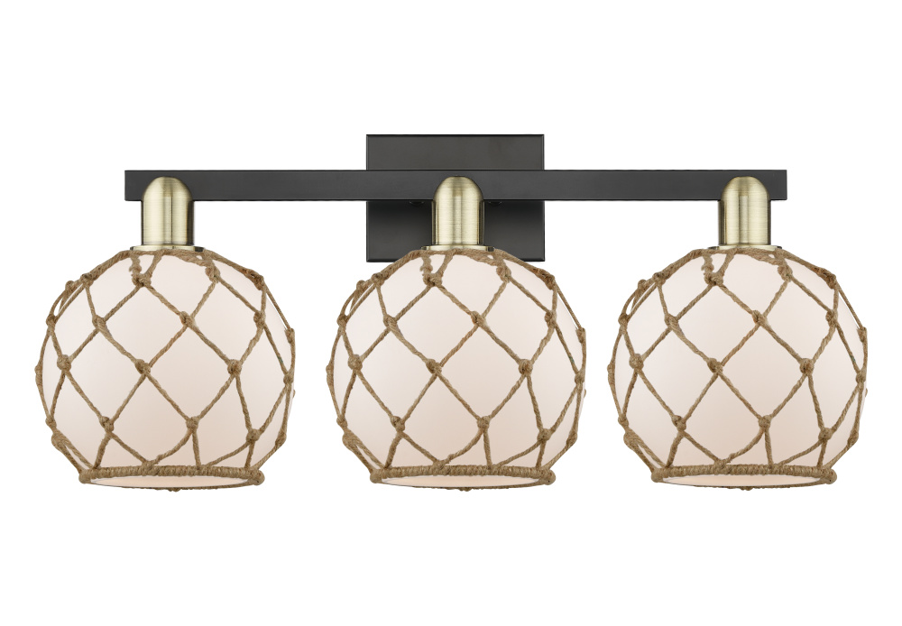 Farmhouse Rope - 3 Light - 27 inch - Black Antique Brass - Bath Vanity Light
