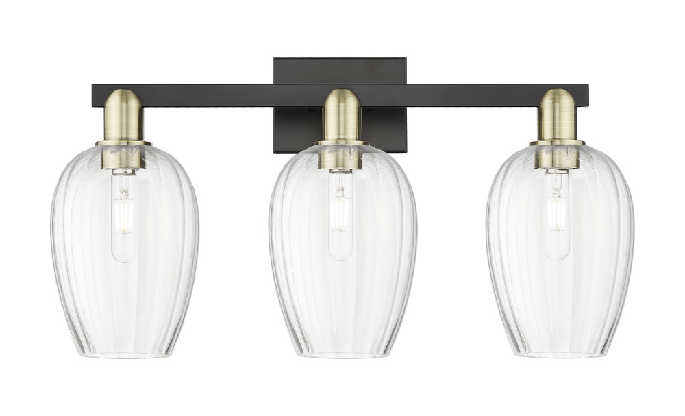 Preston Flute - 3 Light - 26 inch - Black Antique Brass - Bath Vanity Light