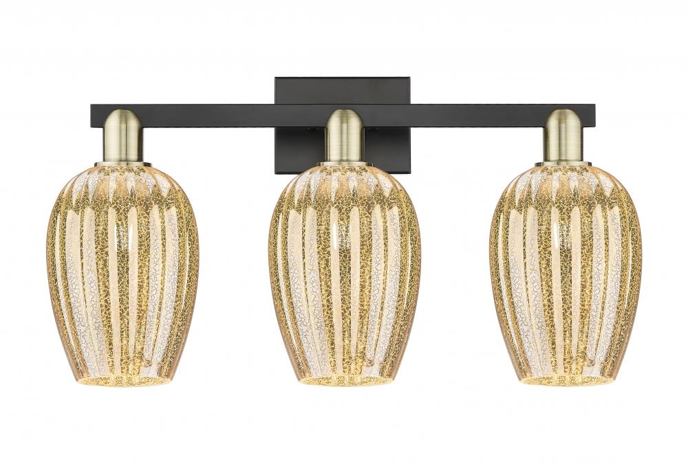 Preston Flute - 3 Light - 26 inch - Black Antique Brass - Bath Vanity Light