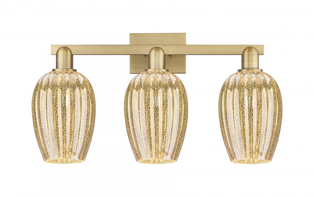 Preston Flute - 3 Light - 26 inch - Brushed Brass - Bath Vanity Light