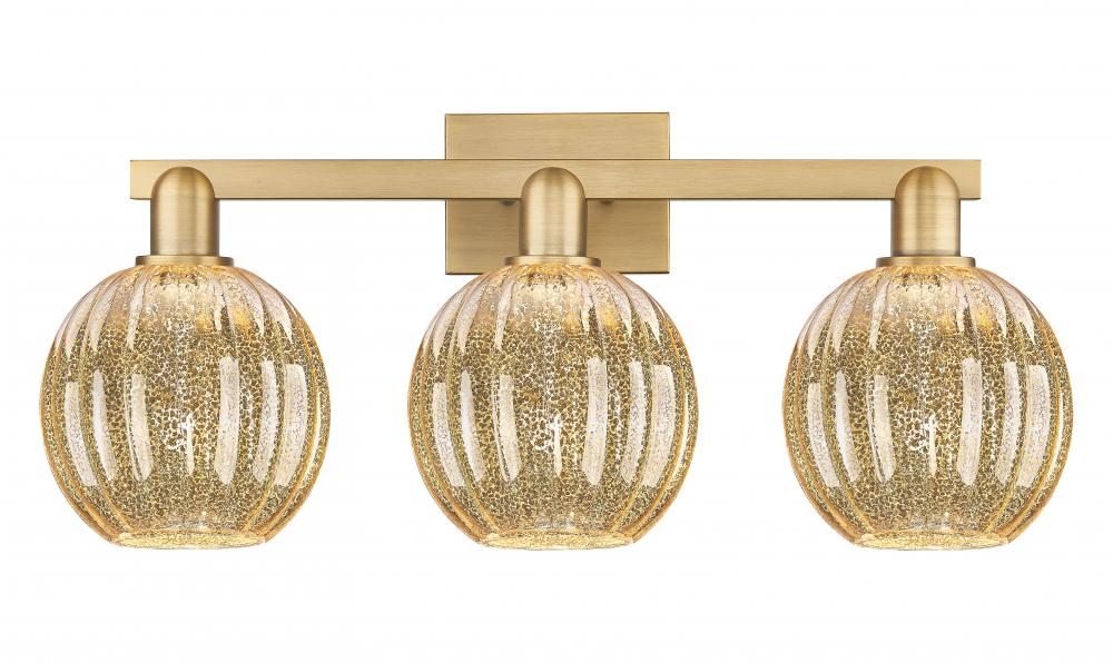 Preston Globe - 3 Light - 26 inch - Brushed Brass - Bath Vanity Light