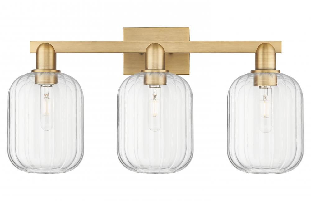 Preston Cylinder - 3 Light - 26 inch - Brushed Brass - Bath Vanity Light