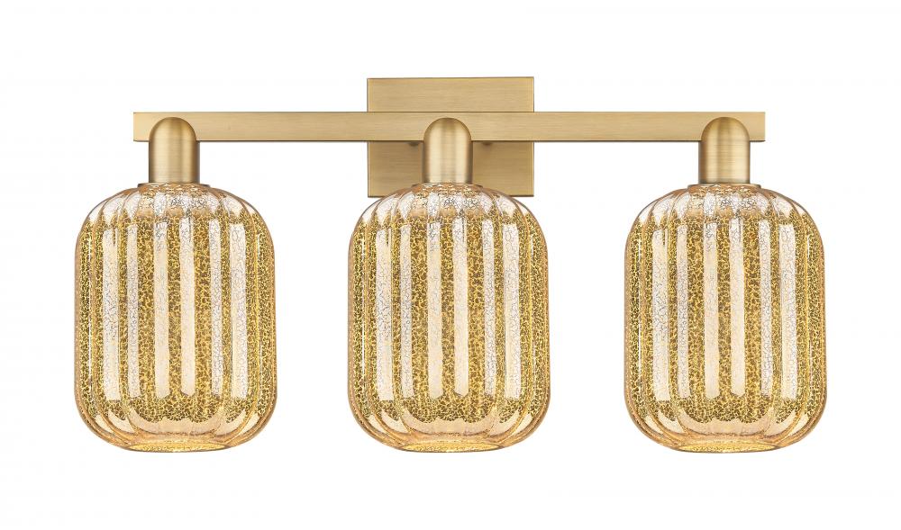Preston Cylinder - 3 Light - 26 inch - Brushed Brass - Bath Vanity Light