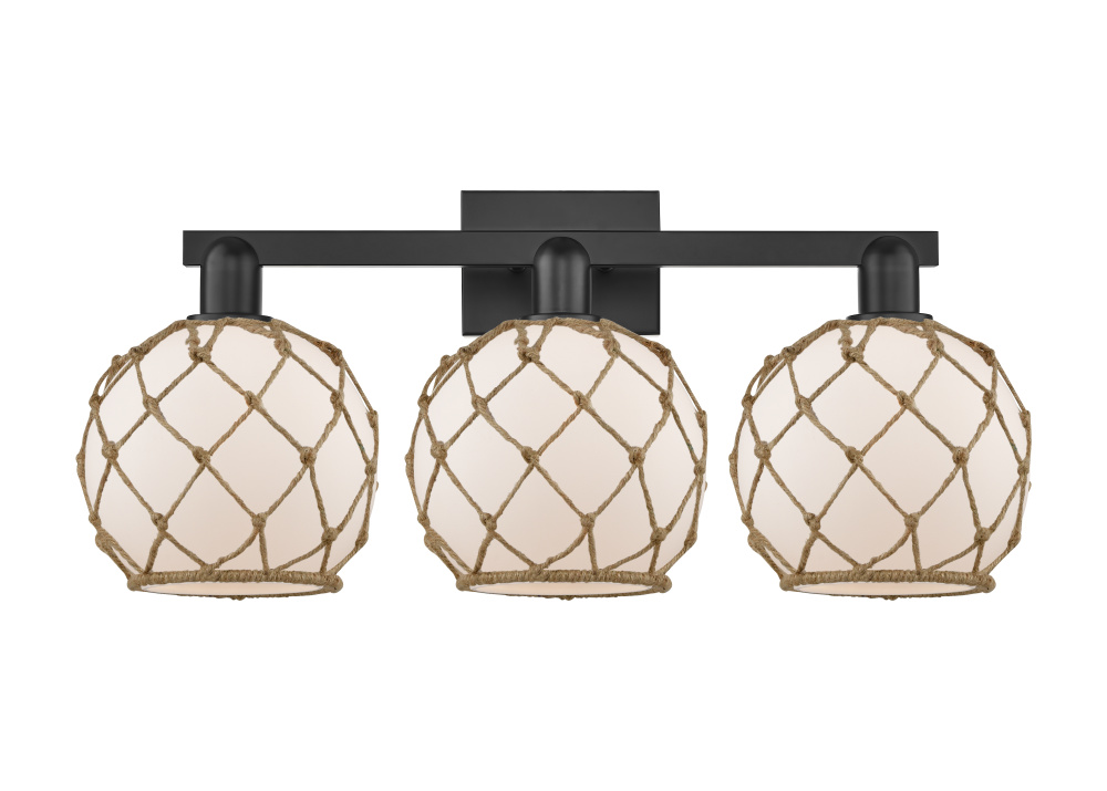 Farmhouse Rope - 3 Light - 27 inch - Matte Black - Bath Vanity Light