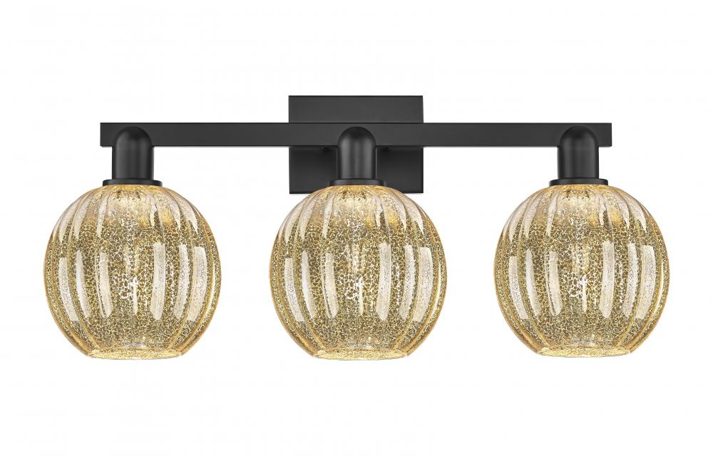 Preston Globe - 3 Light - 26 inch - Matte Black - Bath Vanity Light