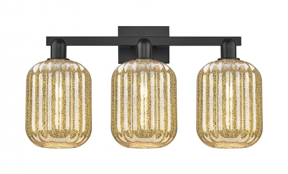 Preston Cylinder - 3 Light - 26 inch - Matte Black - Bath Vanity Light