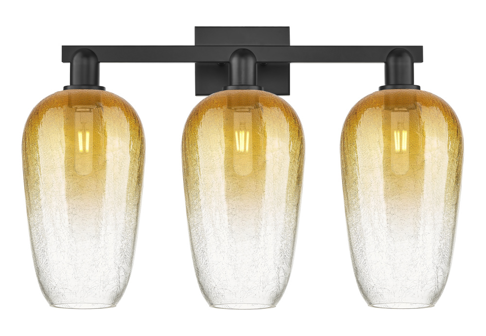 Brookhaven Flute - 3 Light - 26 inch - Matte Black - Bath Vanity Light