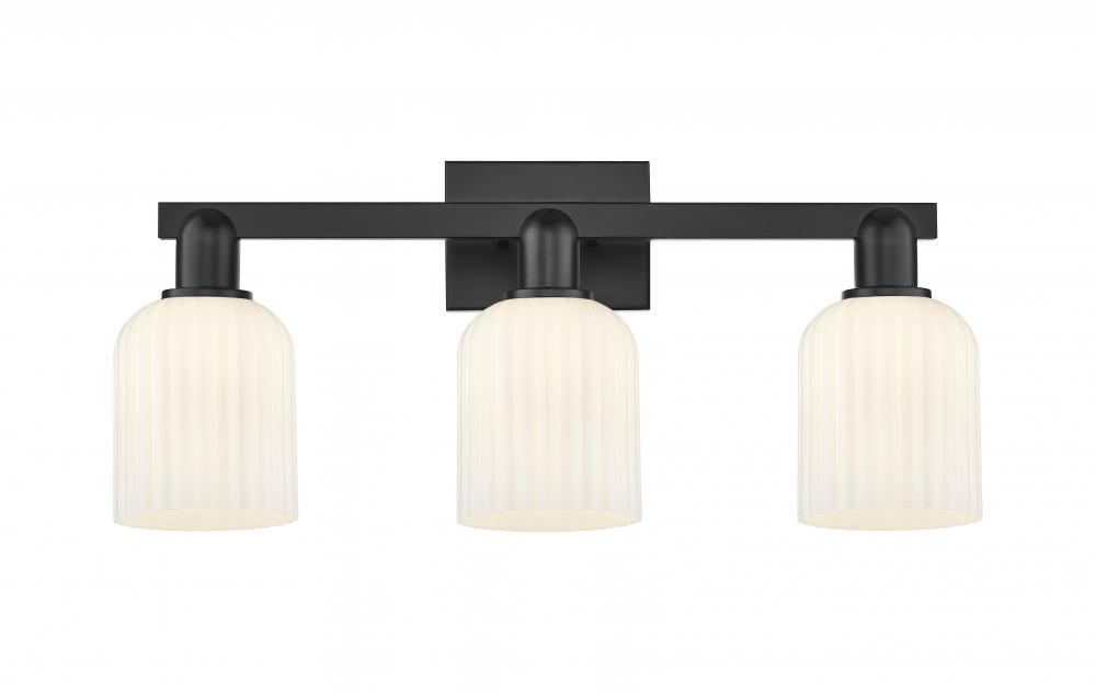 Bridal Veil - 3 Light - 26 inch - Matte Black - Bath Vanity Light