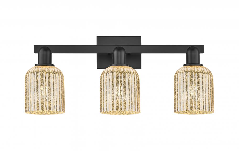Bridal Veil - 3 Light - 26 inch - Matte Black - Bath Vanity Light