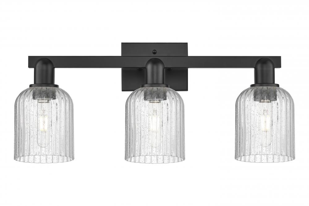Bridal Veil - 3 Light - 26 inch - Matte Black - Bath Vanity Light