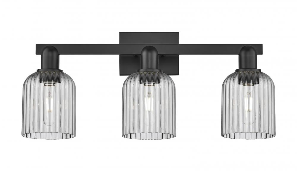 Bridal Veil - 3 Light - 26 inch - Matte Black - Bath Vanity Light