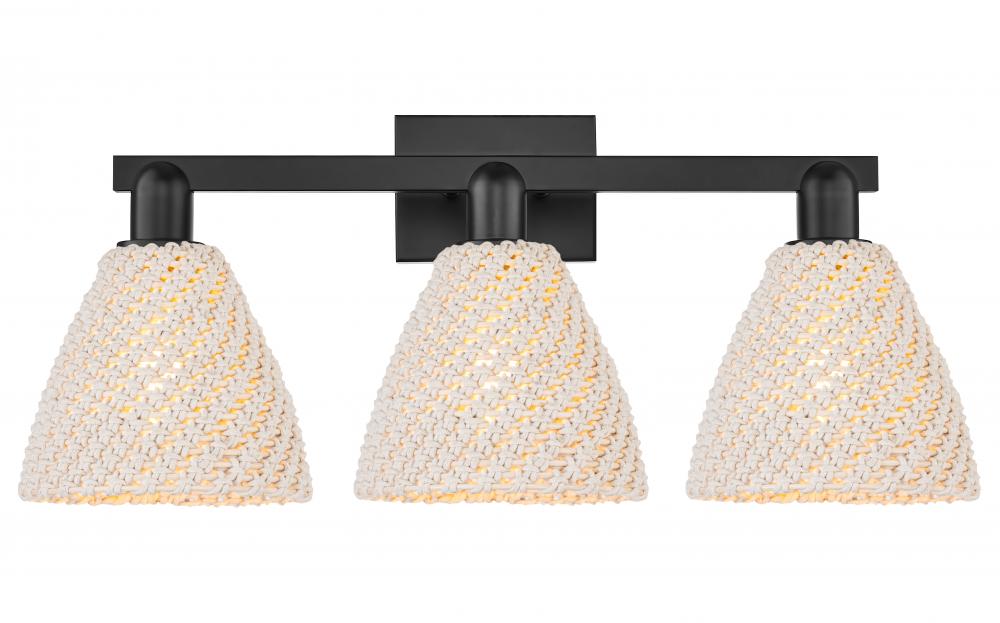 Bristol Natural - 3 Light - 26 inch - Matte Black - Bath Vanity Light
