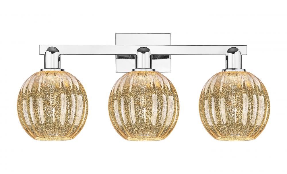 Preston Globe - 3 Light - 26 inch - Polished Chrome - Bath Vanity Light